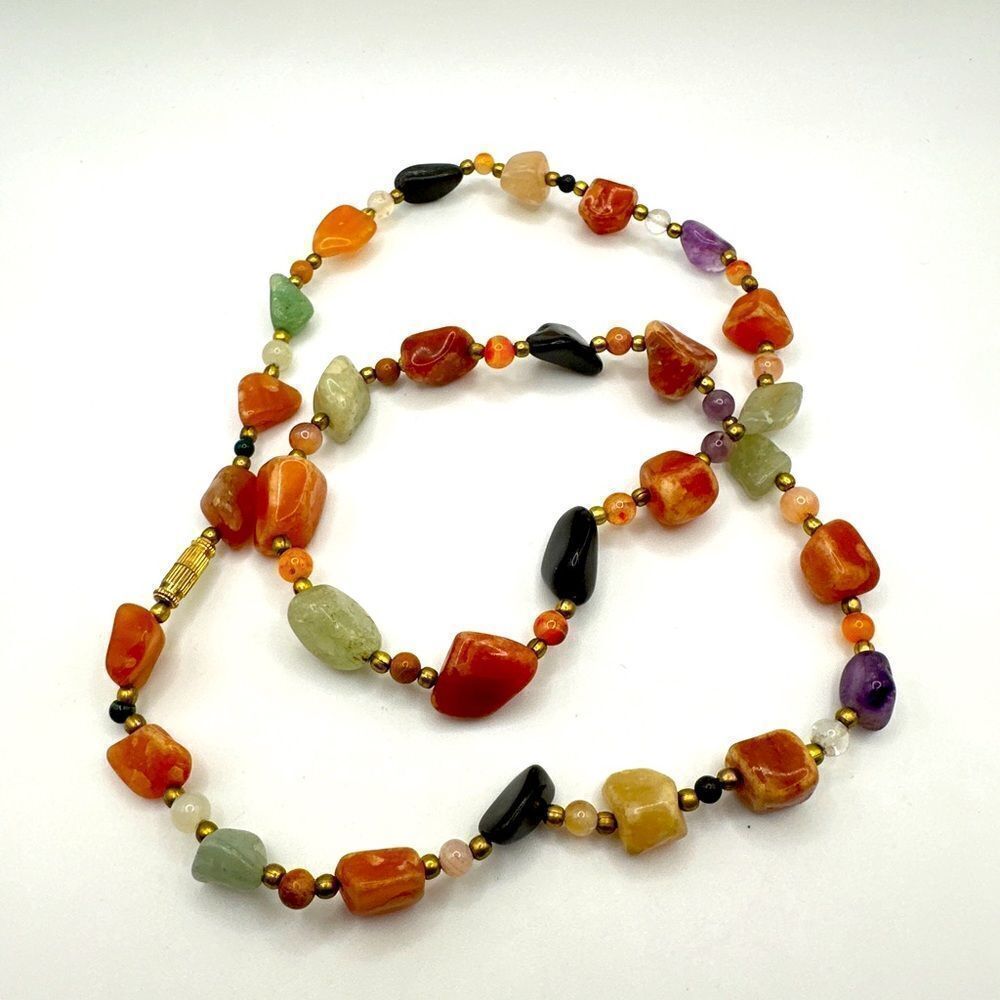 SALE! 26β of all polished stoneβ and goldβtone beaded necklace!